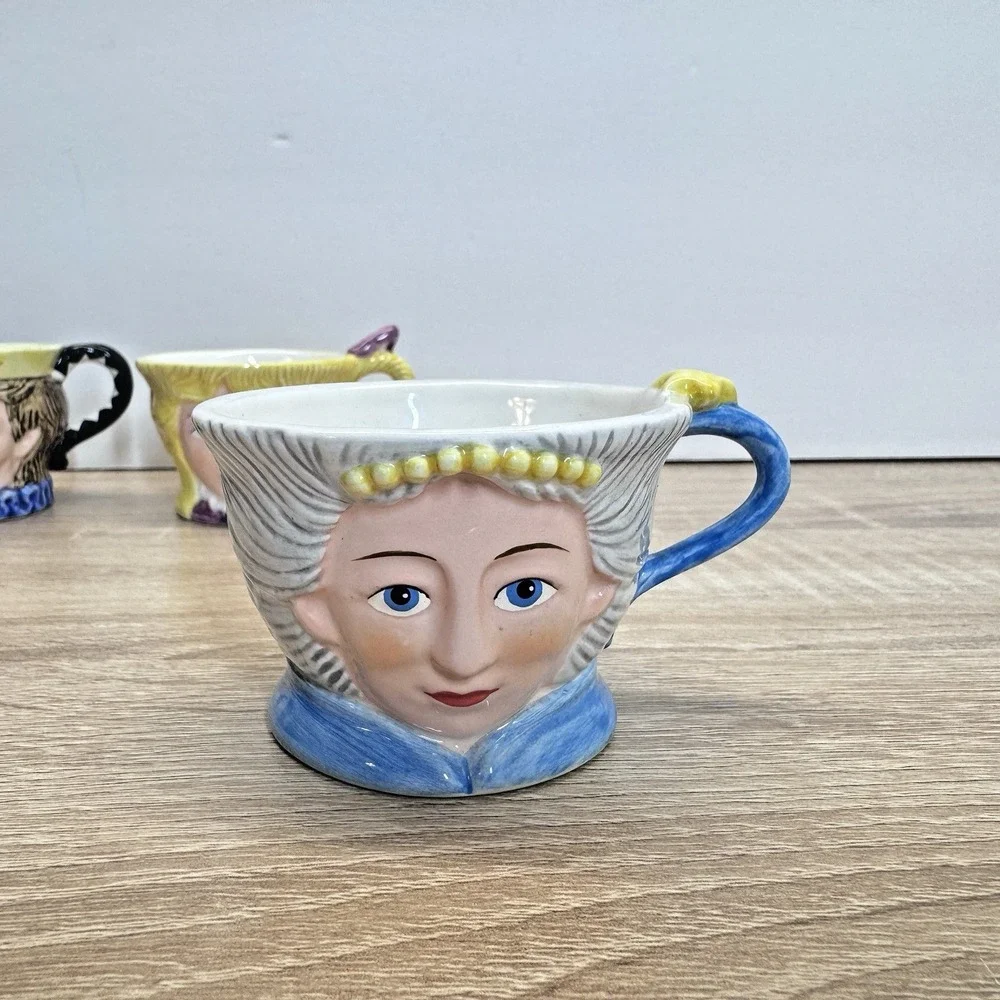 Department 56 Alice in Wonderland 1996‎ Character Cups Set of 4 Ceramic